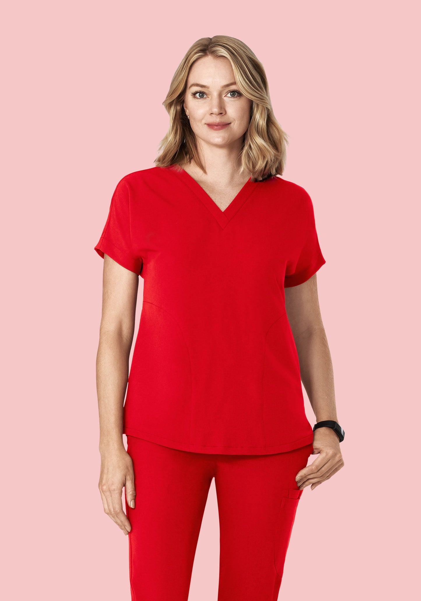 Oversized V Neck Top Candy Red