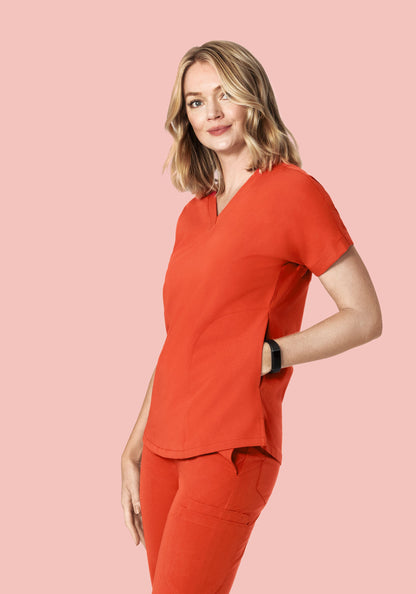Oversized V Neck Top Sunset Orange