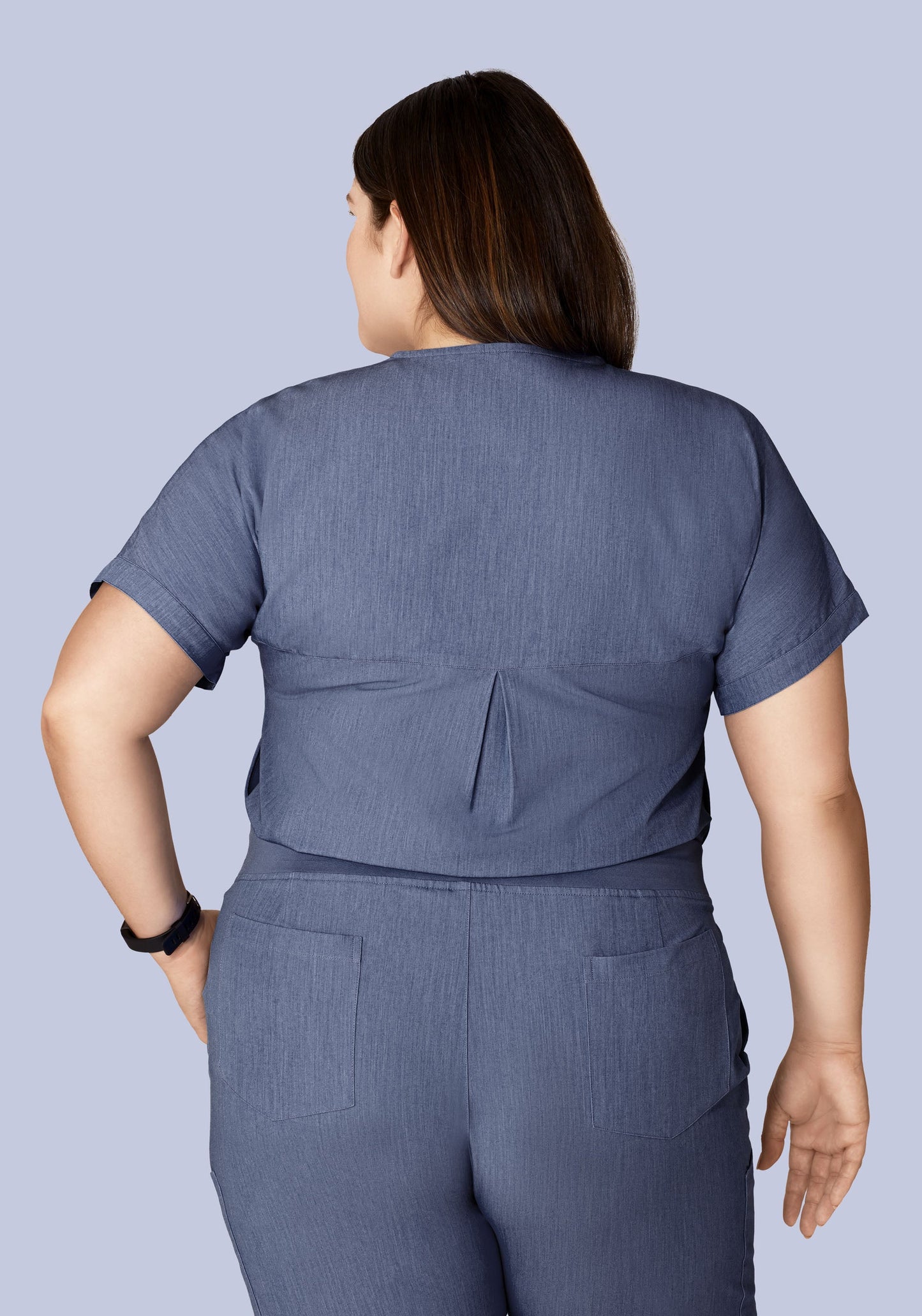 Oversized V Neck Top Heather Denim