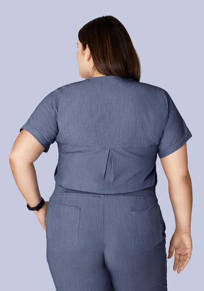 Oversized V Neck Top Heather Denim