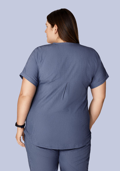 Oversized V Neck Top Heather Denim