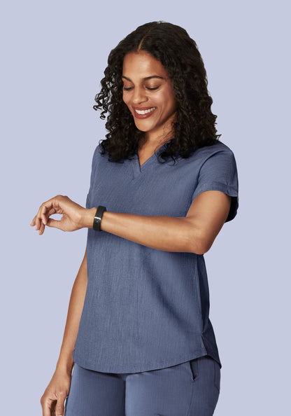 Oversized V Neck Top Heather Denim