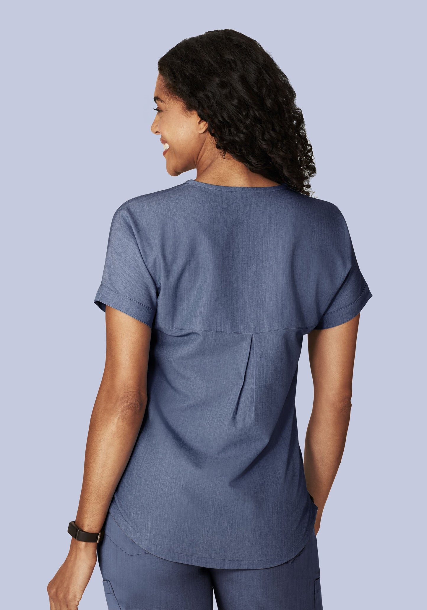 Oversized V Neck Top Heather Denim