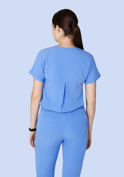 Oversized V Neck Top Ceil Blue