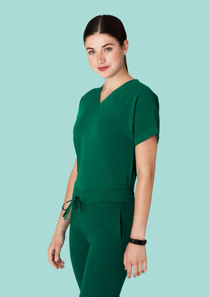 Oversized V Neck Top Hunter Green