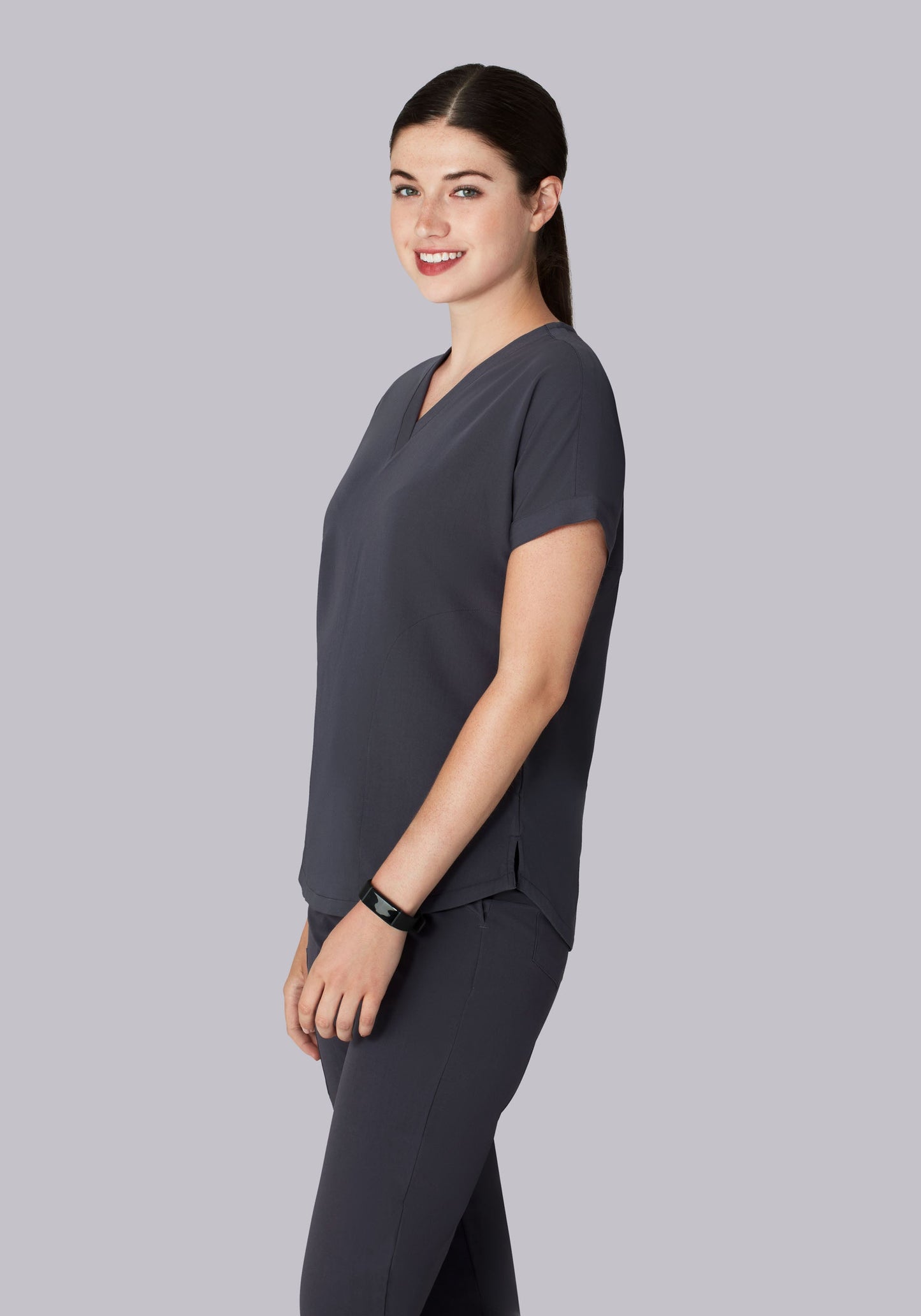 Oversized V Neck Top Pewter
