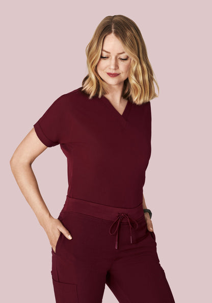 Oversized V Neck Top Wine