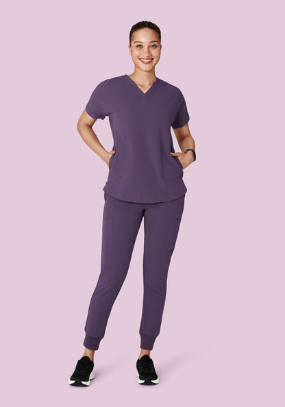 Oversized V Neck Top Deep Dewberry