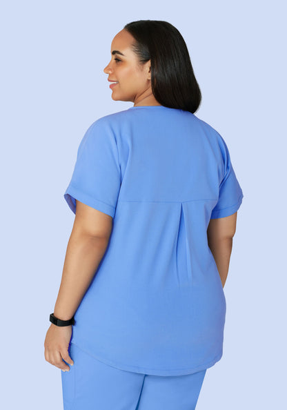 Oversized V Neck Top Ceil Blue