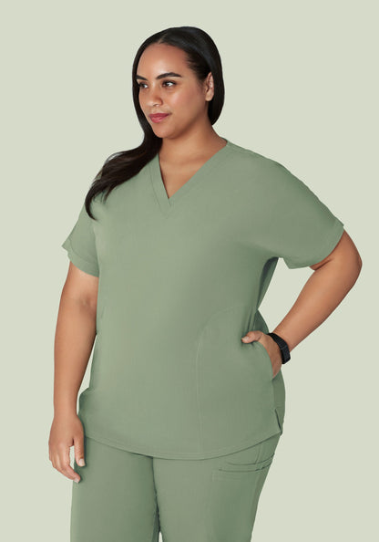 Oversized V Neck Top Cool Sage