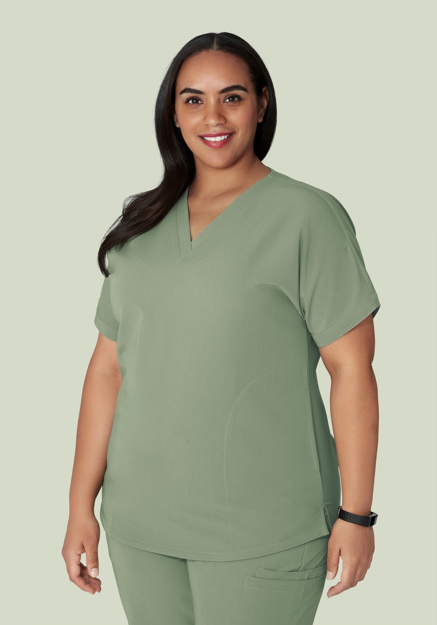 Oversized V Neck Top Cool Sage