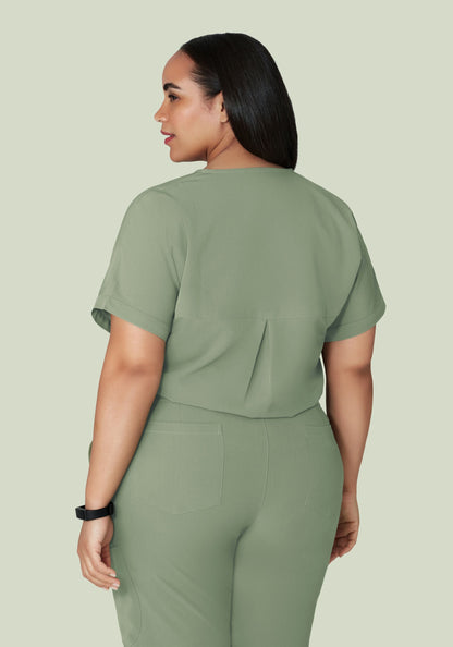Oversized V Neck Top Cool Sage