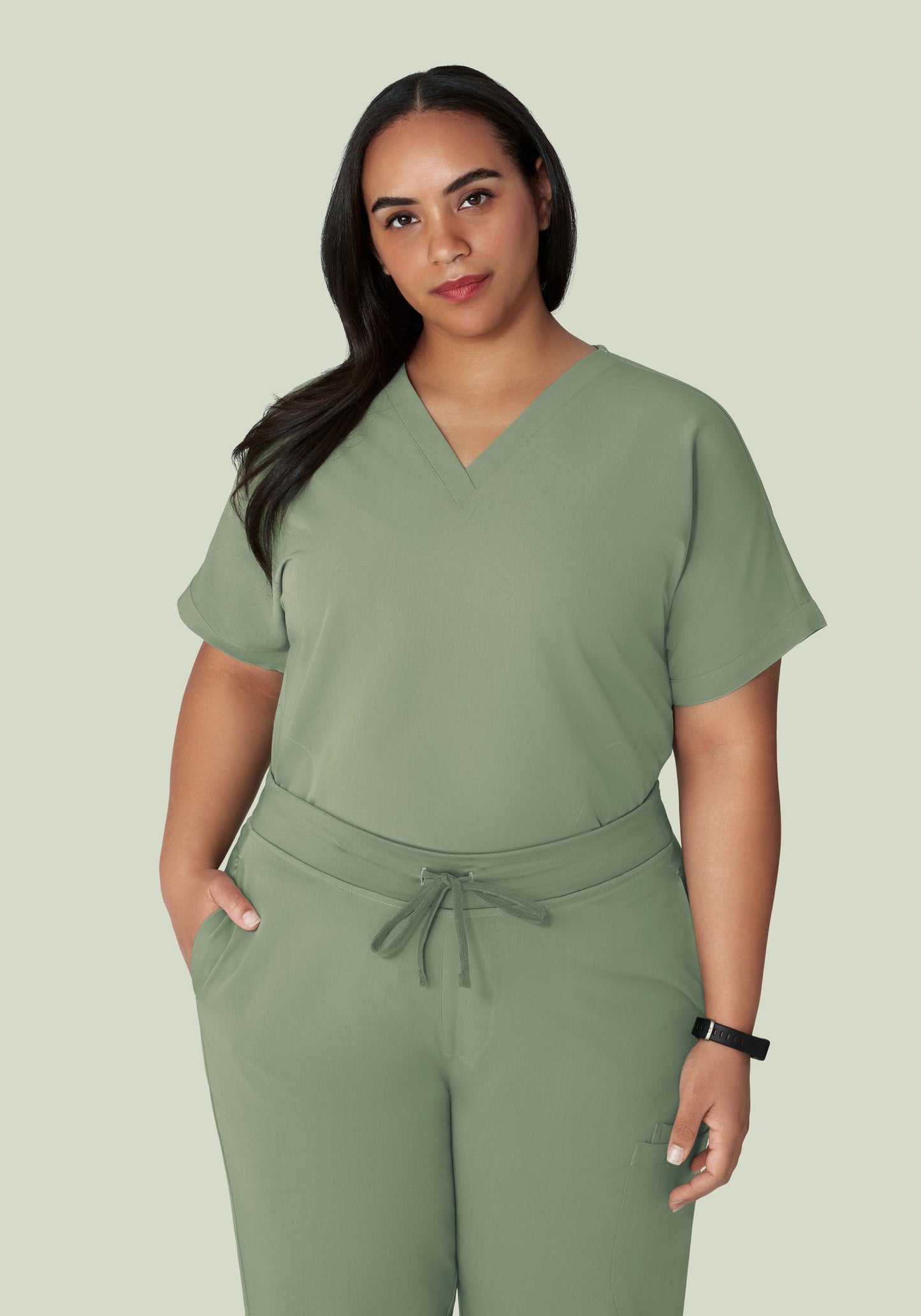 Oversized V Neck Top Cool Sage