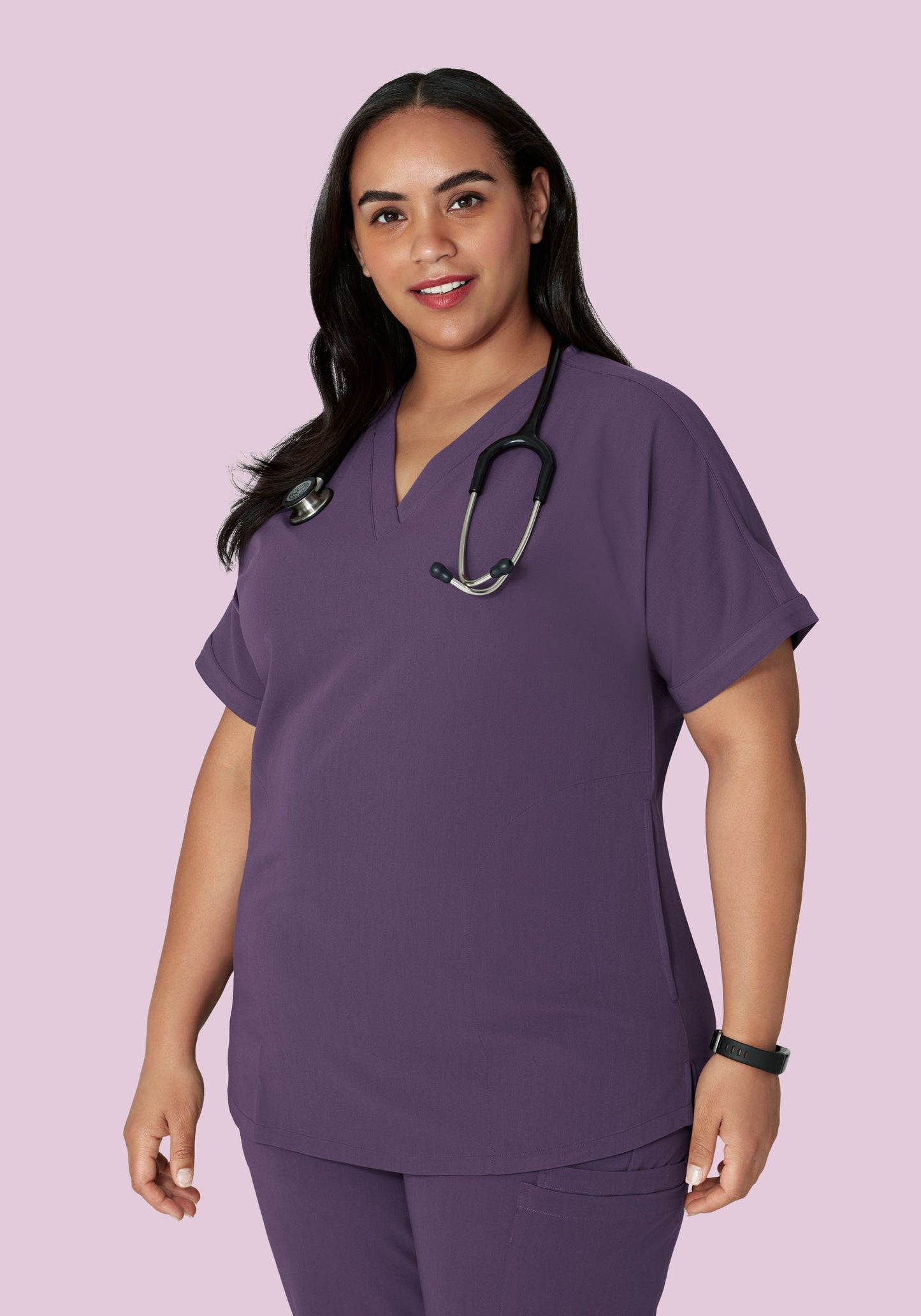 Oversized V Neck Top Deep Dewberry