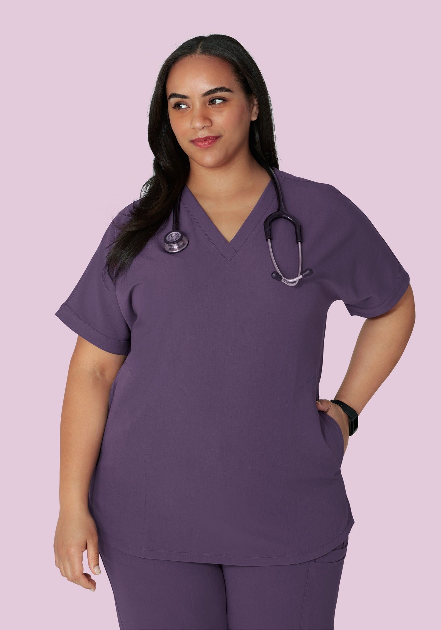 Oversized V Neck Top Deep Dewberry