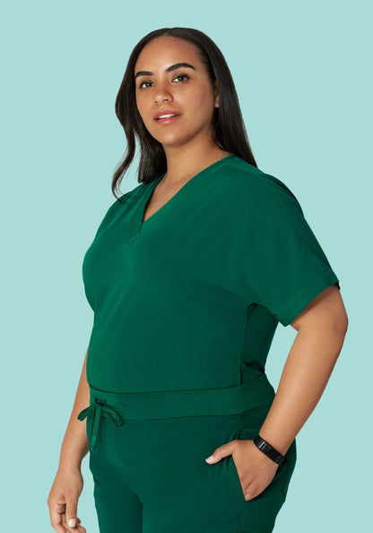 Oversized V Neck Top Hunter Green