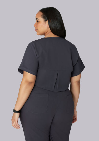 Oversized V Neck Top Pewter