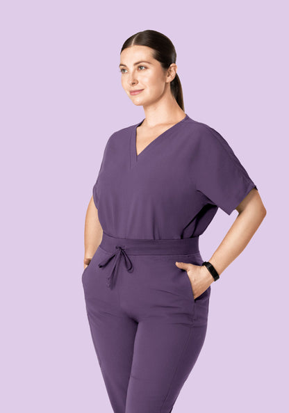 Oversized V Neck Top Dewberry