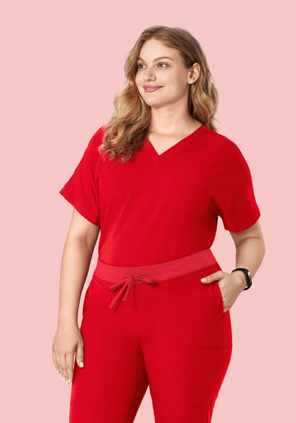 Oversized V Neck Top Candy Red
