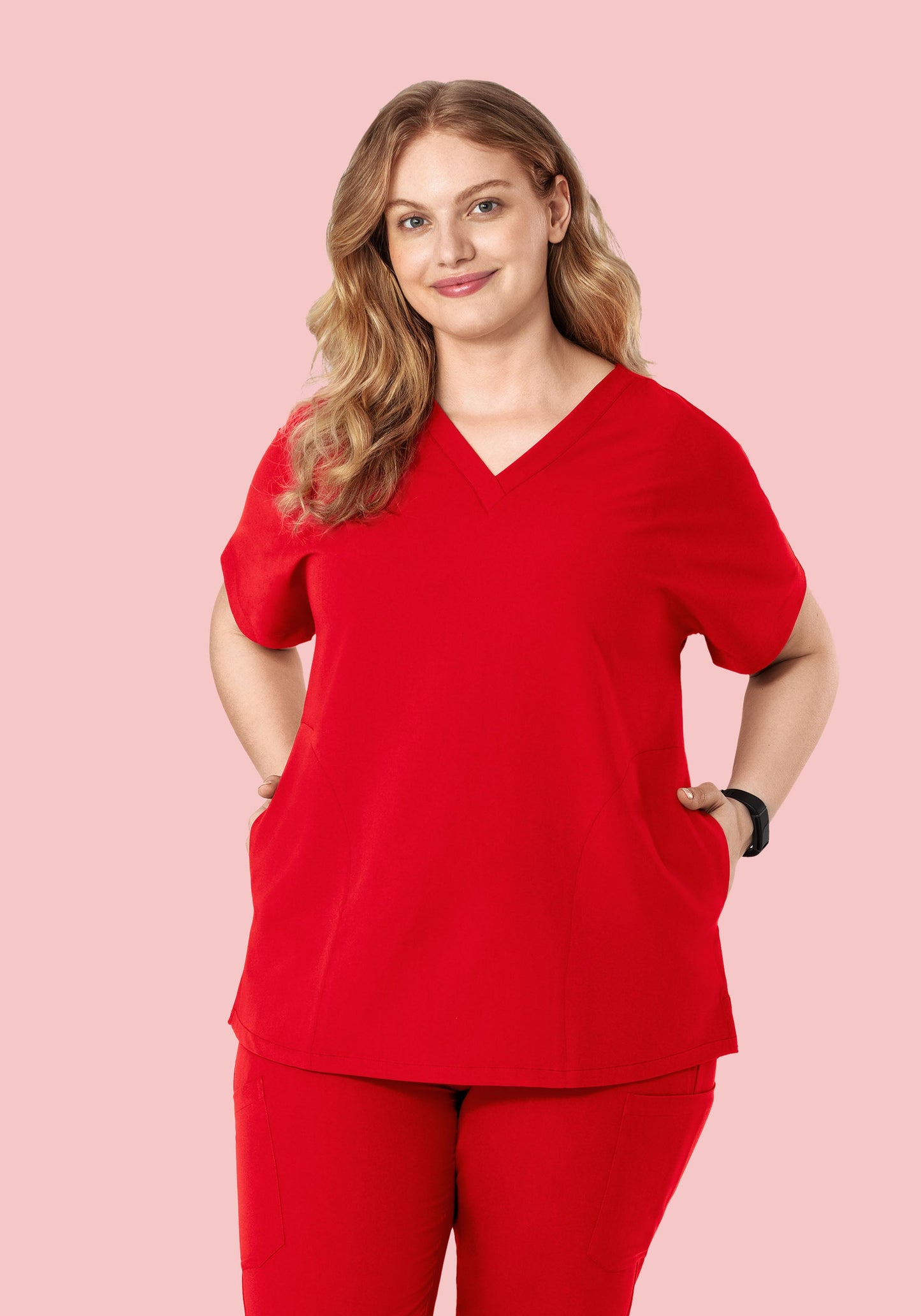 Oversized V Neck Top Candy Red