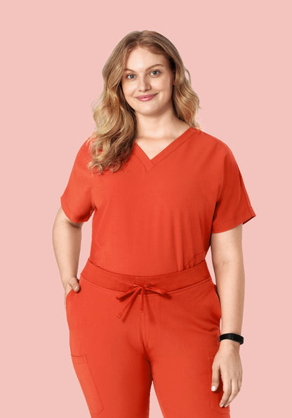 Oversized V Neck Top Sunset Orange