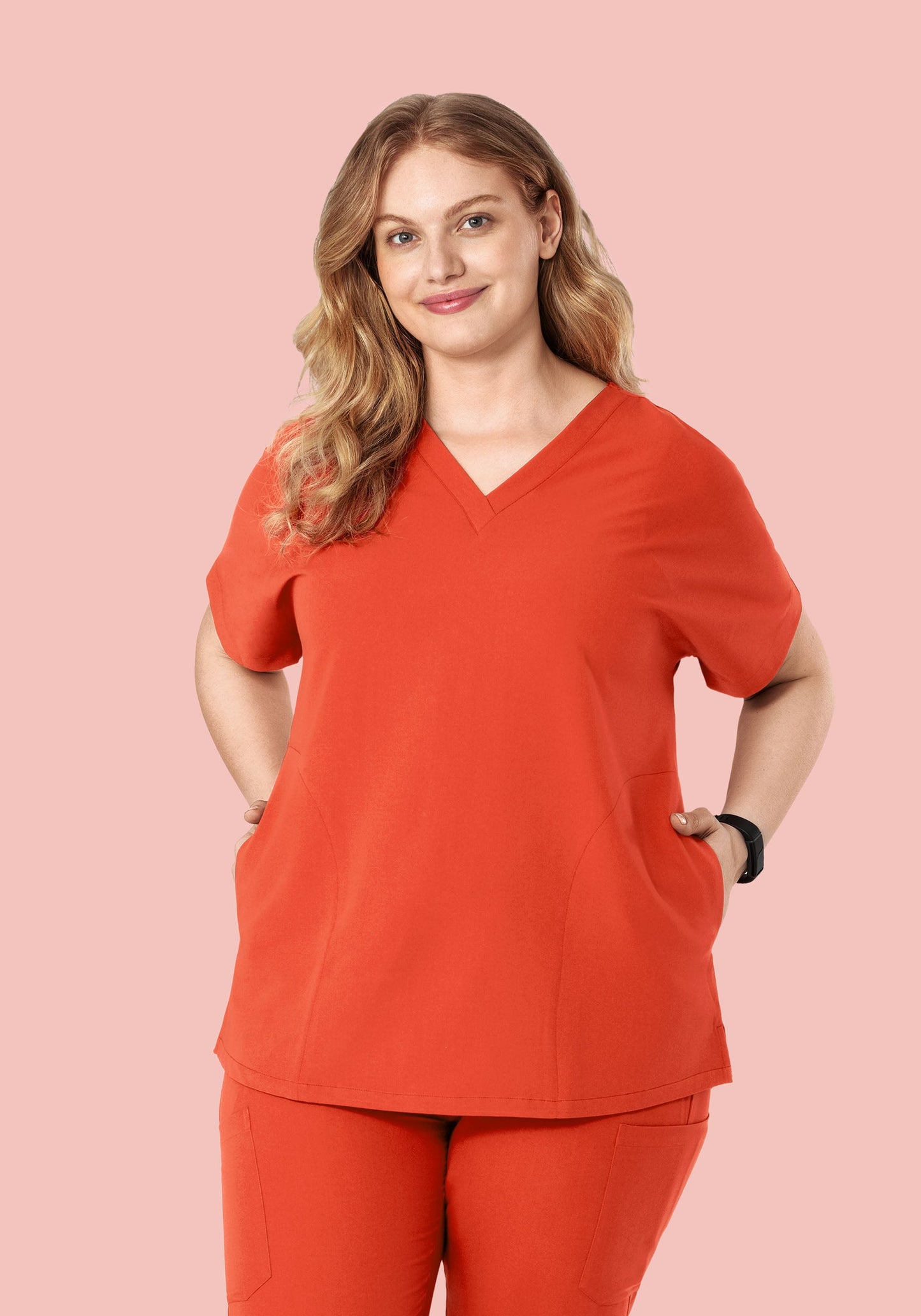 Oversized V Neck Top Sunset Orange