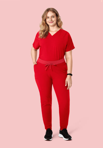 Oversized V Neck Top Candy Red