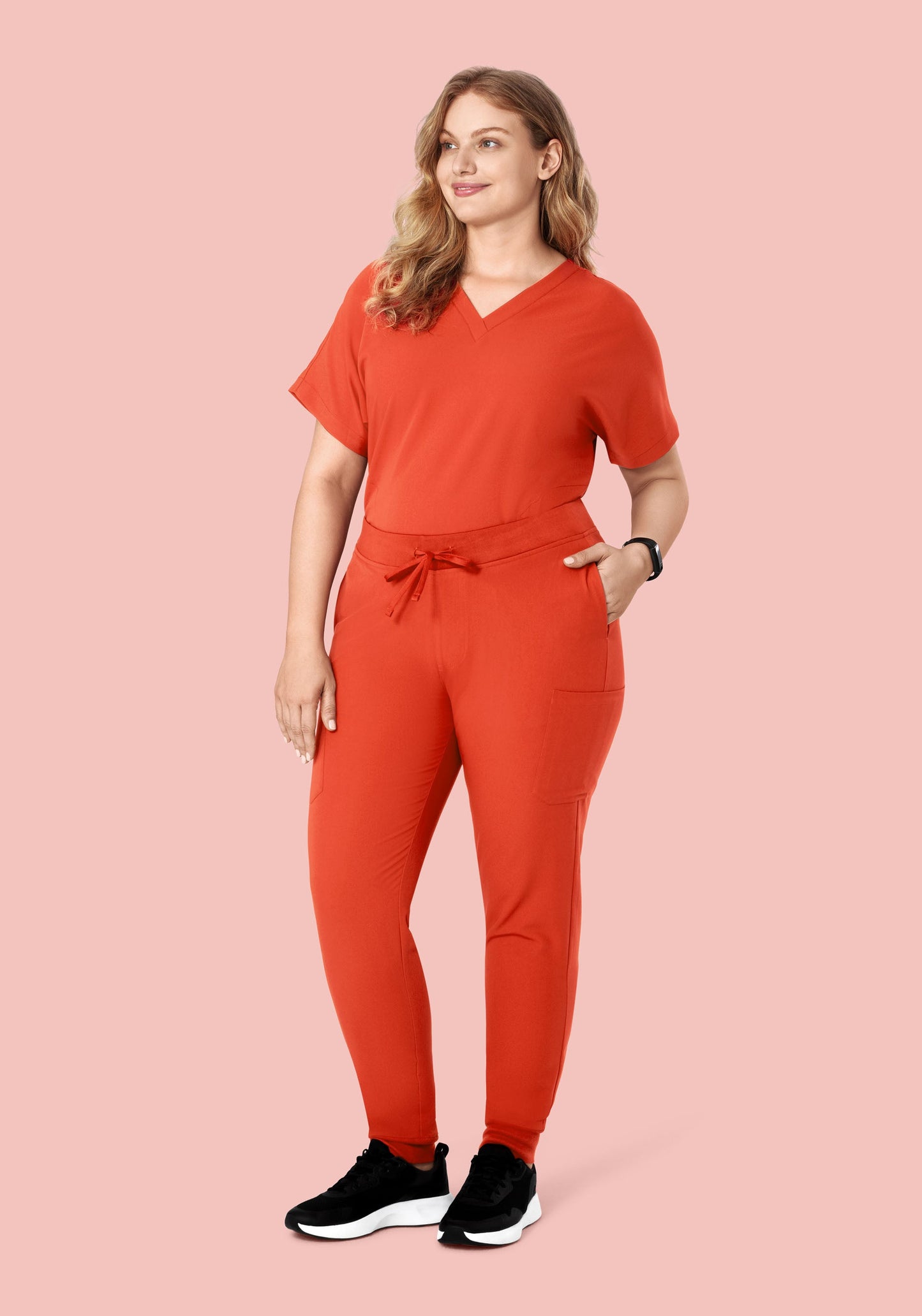 Oversized V Neck Top Sunset Orange