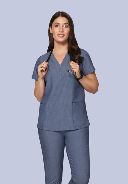 6 Pocket Top Heather Denim