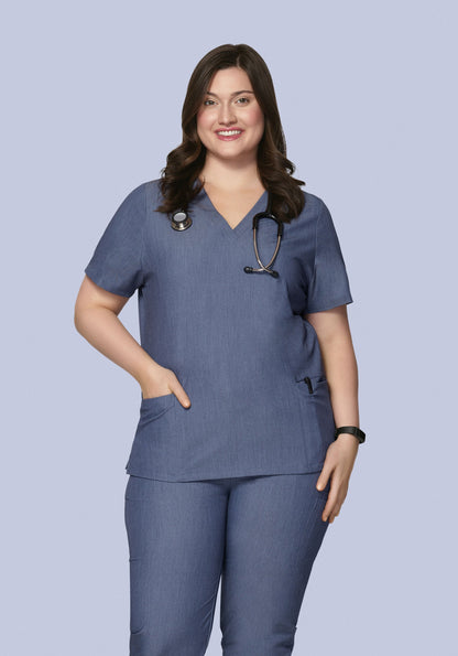 6 Pocket Top Heather Denim