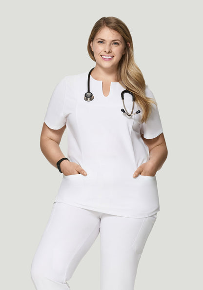 5 Pocket Notch Neck Top White