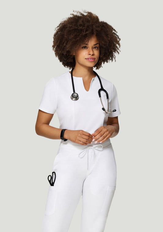 5 Pocket Notch Neck Top White