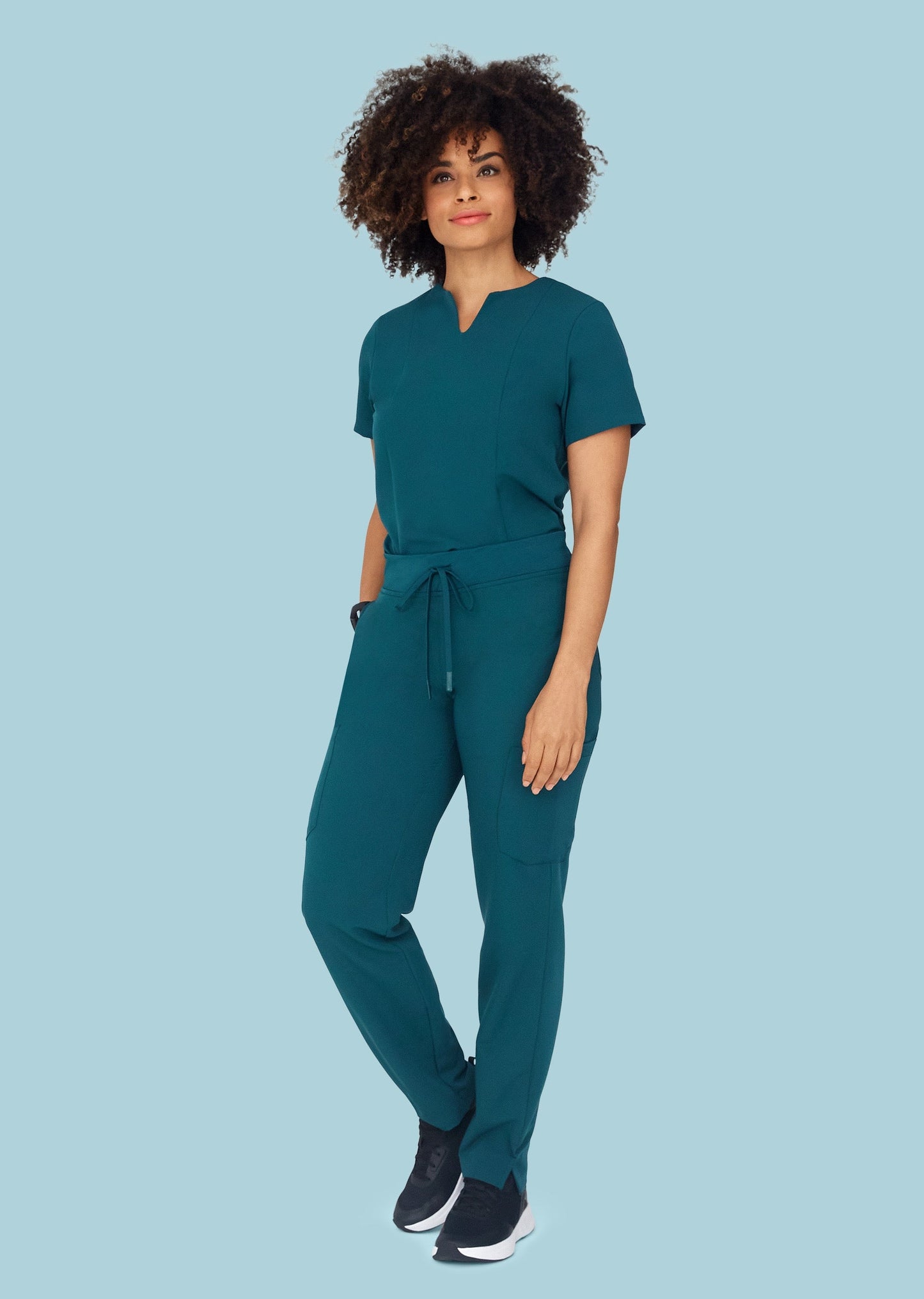 5 Pocket Notch Neck Top Caribbean Blue