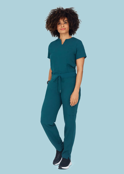 5 Pocket Notch Neck Top Caribbean Blue