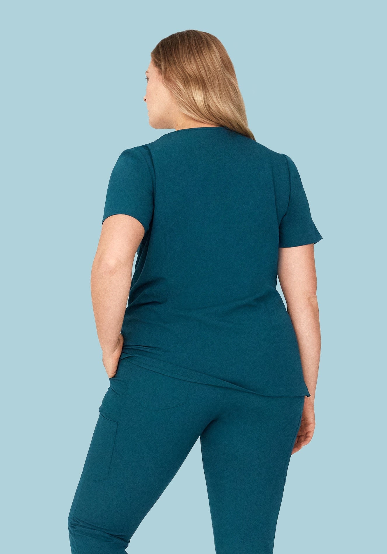 5 Pocket Notch Neck Top Caribbean Blue