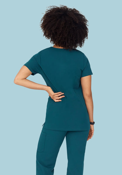 5 Pocket Notch Neck Top Caribbean Blue